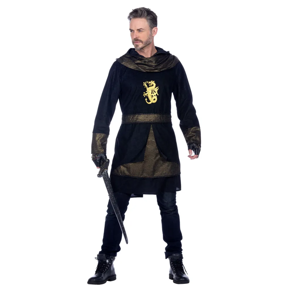 NEU Herren-Kostüm Schwarzer Ritter, Oberteil mit Kapuze, Gr. S