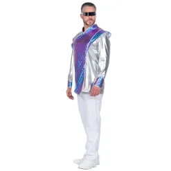NEU Herren-Kostüm Space-Jacke, metallic-silber-irisierend, Gr. S