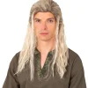 NEU Herren-Perücke Krieger, lang mit Strähnen, blond meliert, größenverstellbar