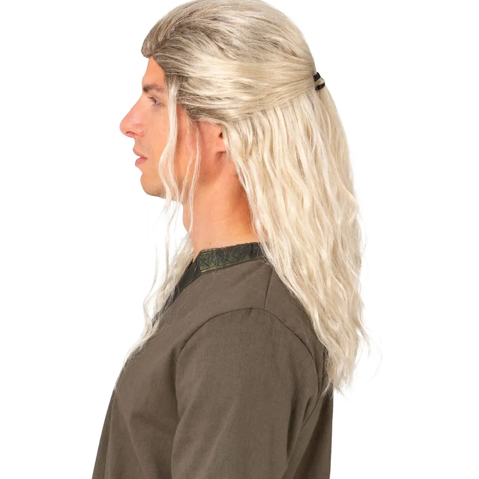 NEU Herren-Perücke Krieger, lang mit Strähnen, blond meliert, größenverstellbar