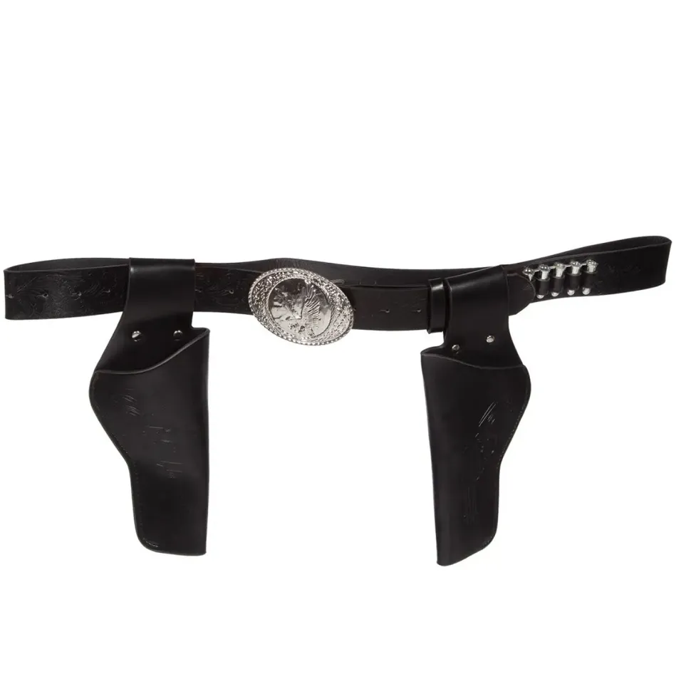 NEU Holstergürtel / Pistolenholster doppelt mit Patronen, schwarz, 135cm