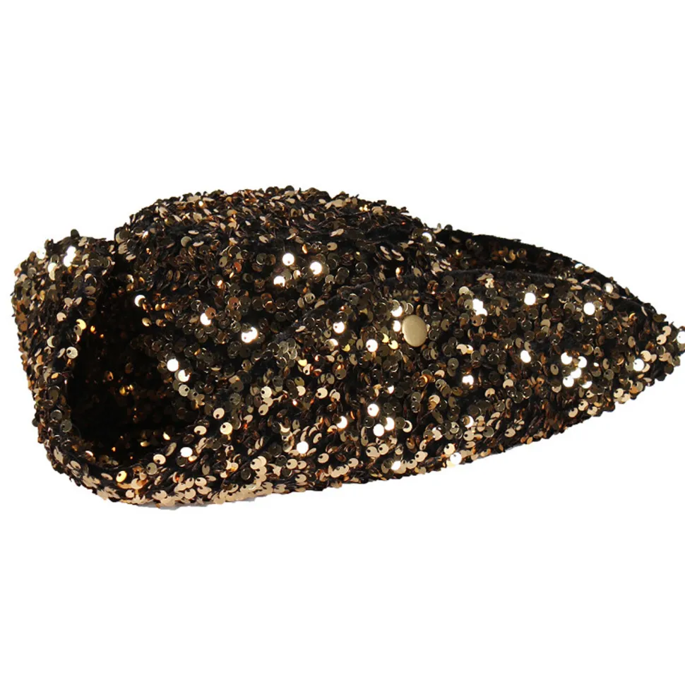 NEU Hut Dreispitz Deluxe mit Pailletten in gold-schwarz, Kopfweite 57-58cm