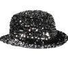 NEU Hut Melone Deluxe mit Pailletten in silber-schwarz, Kopfweite 57-58cm