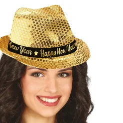 NEU Hut mit Pailletten Happy New Year, gold