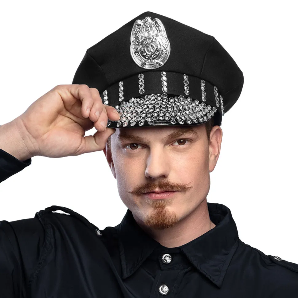 NEU Hut/Mütze Glamour Polizistin, mit Schmucksteinen