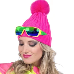 NEU Hut Mütze Skifahrer mit Bommel, Pudelmütze, pink