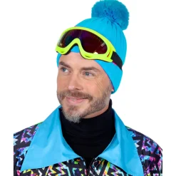 NEU Hut Mütze Skifahrer mit Bommel, Pudelmütze, Hellblau