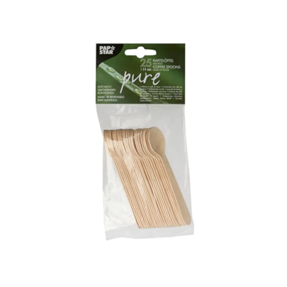 NEU Kaffee- und Dessertlöffel Pure aus Holz, splitterfrei, 11 cm, 25 Stück