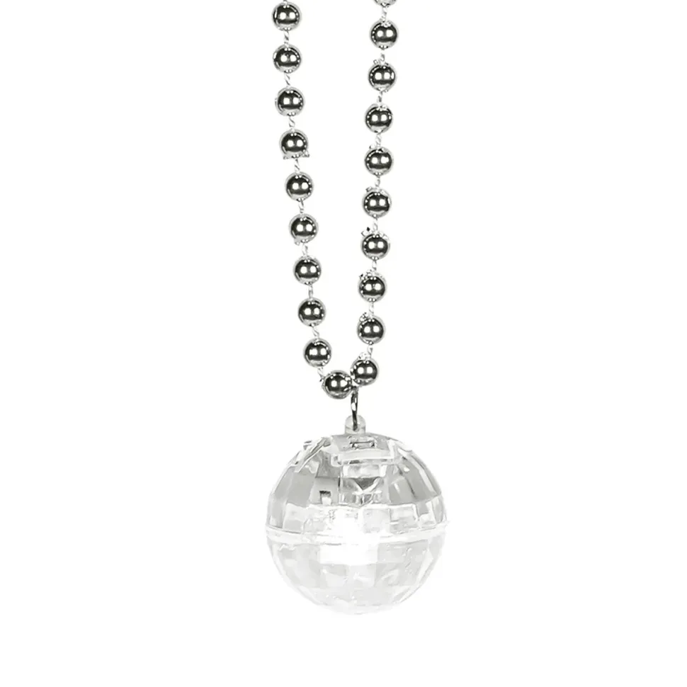 NEU Kette Discokugel silber, mit LED, ca. 3,5cm, inkl. Batterien