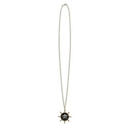 NEU Kette Pirat mit Totenkopf-Medallion, schwarz-gold