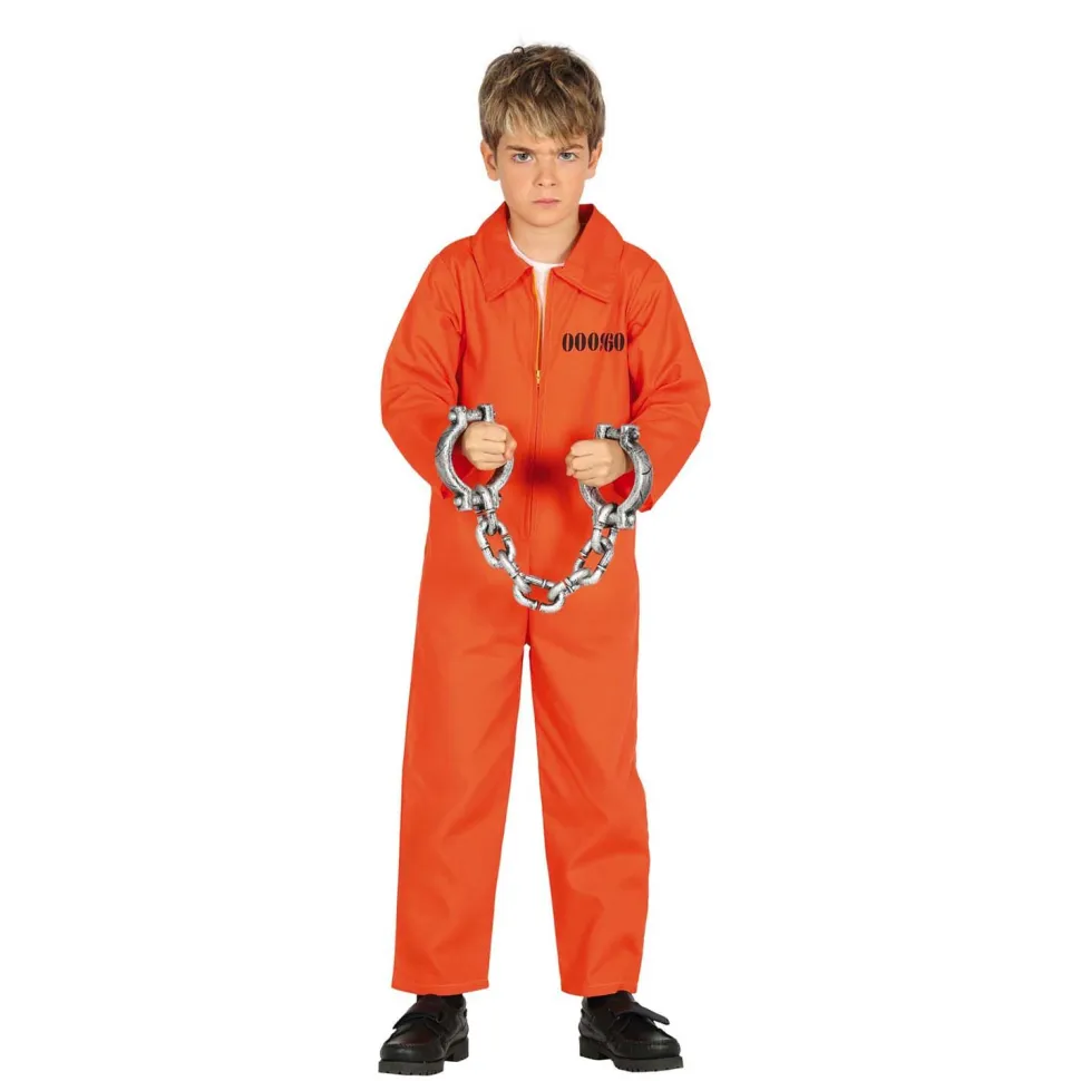 NEU Kinder-Kostüm Amerikanischer Häftling / Sträfling, orange, 5-6 Jahre