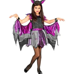 NEU Kinderkostüm Fledermaus Violett-Grau, Kleid mit Tutu, Flügel & Haarreif, Größe 116