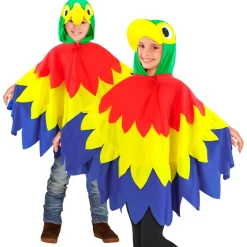 NEU Kinder-Kostüm Papagei, Überwurf mit Kapuze, Einheitsgröße