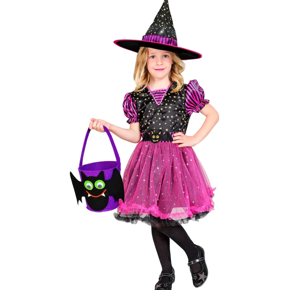 NEU Kinder-Kostüm Pinke Hexe, Kleid mit Hexenhut, Gr. 104, für Kinder von 2-3 Jahren
