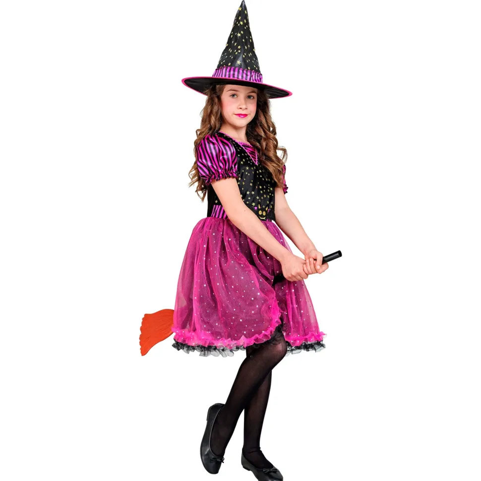 NEU Kinder-Kostüm Pinke Hexe, Kleid mit Hexenhut, Gr. 104, für Kinder von 2-3 Jahren