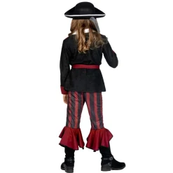 NEU Kinder-Kostüm Piratin, 3-tlg. mit Hose, Jacke und Gürtel, burgund-schwarz, Gr. 116
