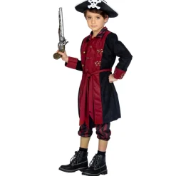 NEU Kinder-Kostüm Pirat, 3-tlg. mit Hose, Jacke und Gürtel, burgund-schwarz, Gr. 116