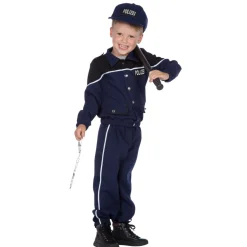 NEU Kinder-Kostüm Polizist, blau, 3-teilig mit Jacke, Hose und Kappe, Größe 104