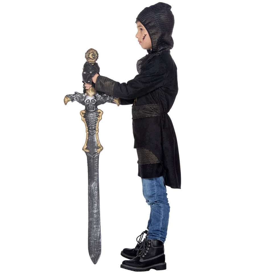 NEU Kinder-Kostüm Ritter mit Kapuze, schwarz-gold, Gr. 116