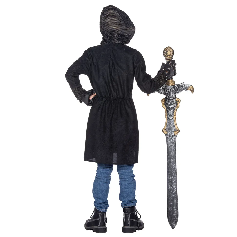 NEU Kinder-Kostüm Ritter mit Kapuze, schwarz-gold, Gr. 116
