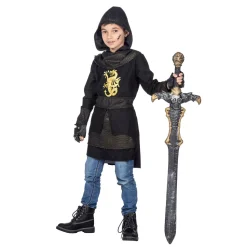 NEU Kinder-Kostüm Ritter mit Kapuze, schwarz-gold, Gr. 116