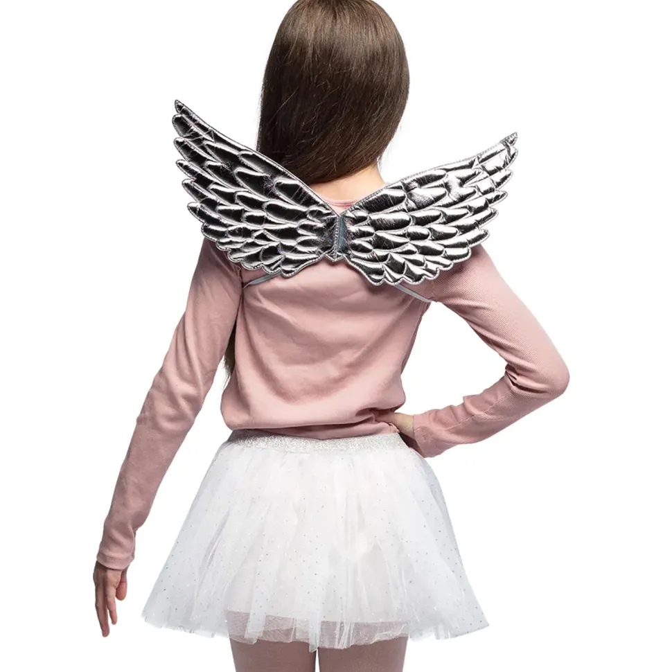 NEU Kinder-Kostüm Set Engelchen mit Flügel und Tutu, silber, Einheitsgröße