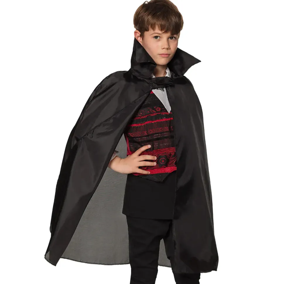 NEU Kinder-Kostüm Umhang Basic, ca. 75cm, schwarz mit Stehkragen
