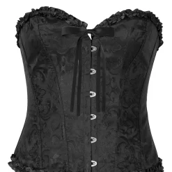 NEU Korsage Deluxe mit Muster und Rüschen, schwarz, Gr. S