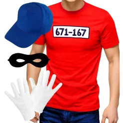 NEU Kostüm-Set Diebesbande, mit Shirt, Handschuhen, Mütze und Augenmaske, Gr. M-L