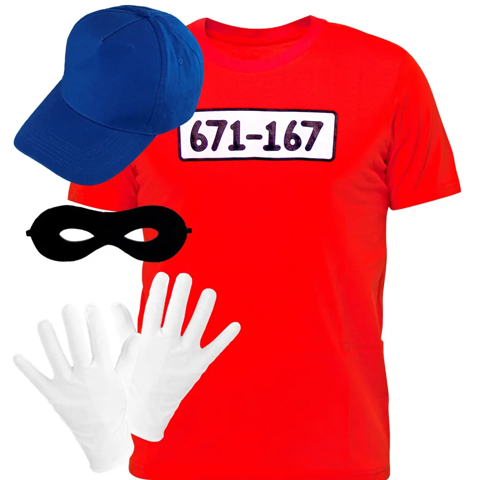 NEU Kostüm-Set Diebesbande, mit Shirt, Handschuhen, Mütze und Augenmaske, Gr. M-L