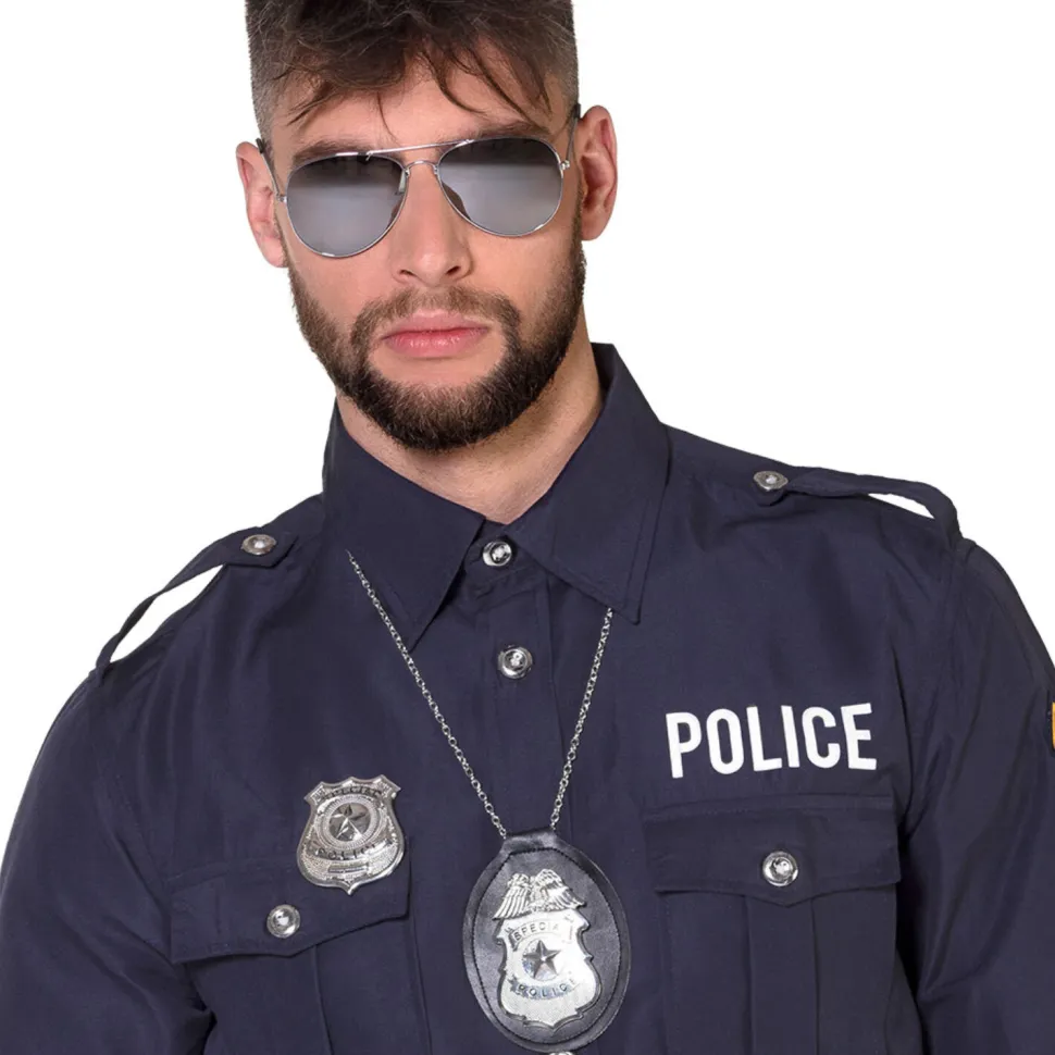 NEU Kostüm-Set Police Officer, mit Brille, Abzeichen und Marke