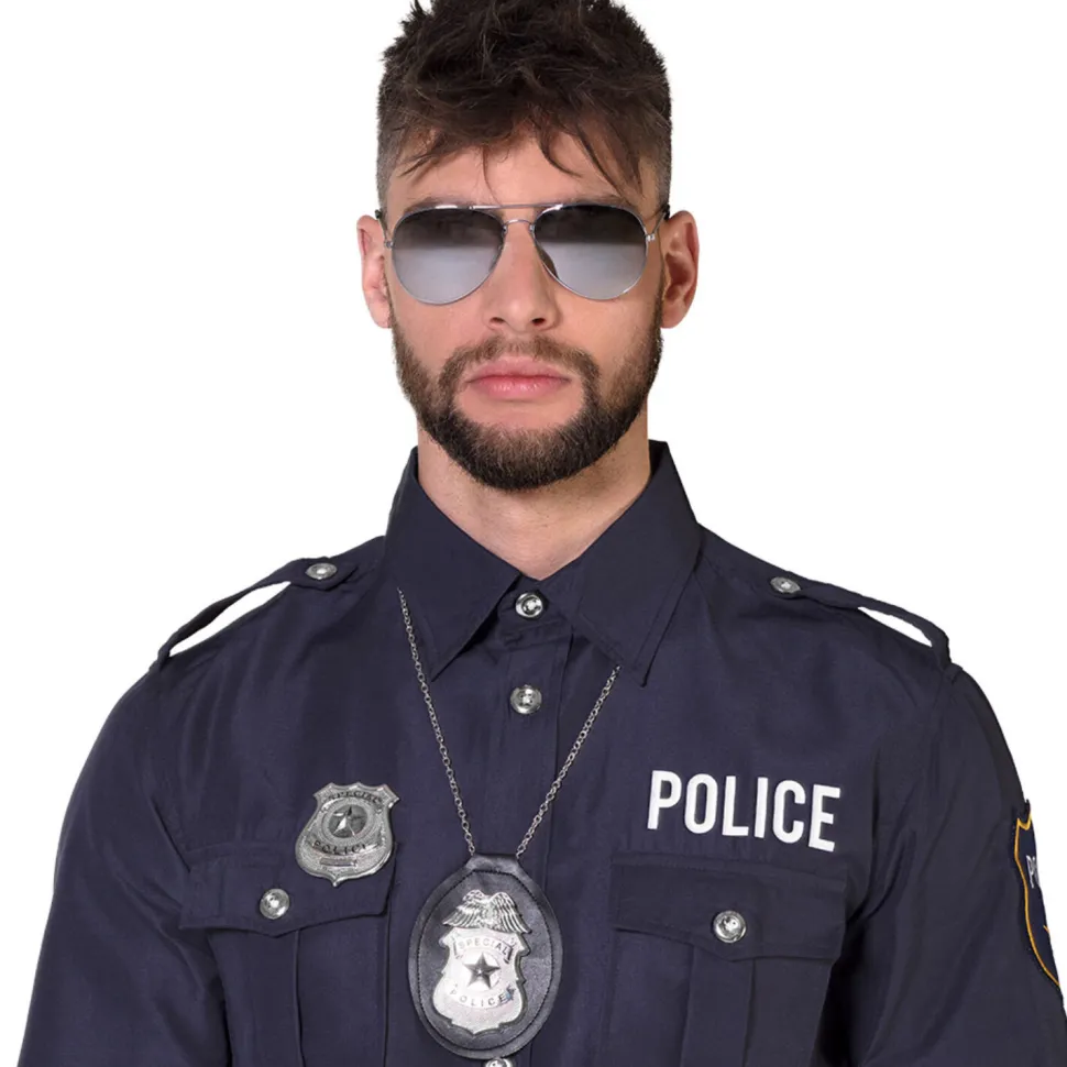 NEU Kostüm-Set Police Officer, mit Brille, Abzeichen und Marke