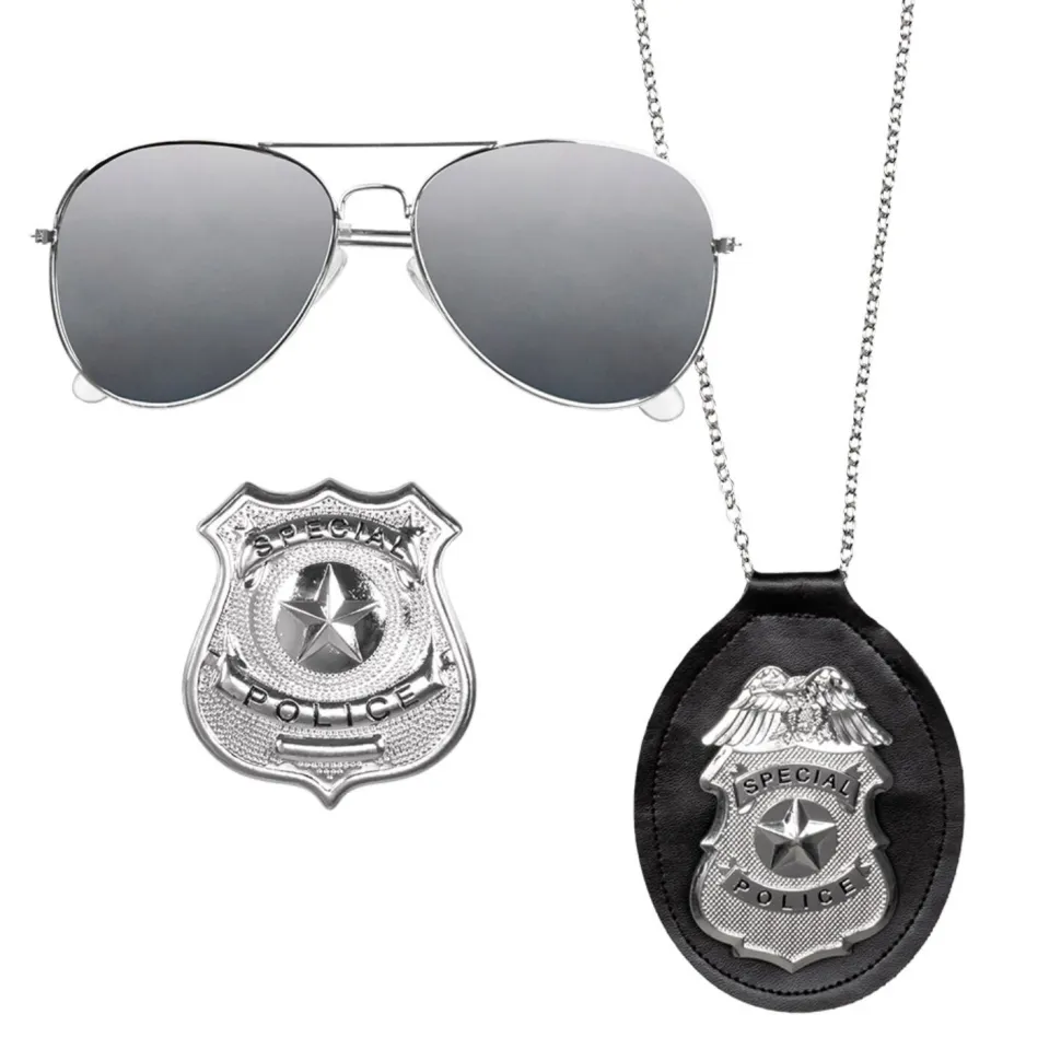 NEU Kostüm-Set Police Officer, mit Brille, Abzeichen und Marke