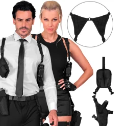 NEU Kostüm-Zubehör Pistolen-Holster für die Schulter, zum Umschnallen, schwarz