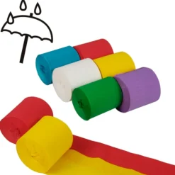 NEU Kreppbänder, wasserfest, 10 m x 5 cm, 6 Stück farbig sortiert