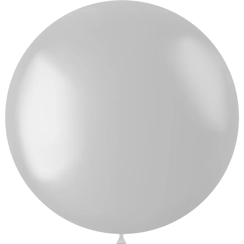 NEU Latex-Luftballon XXL glänzend, 80cm, weiß, Metallic-Riesenballon
