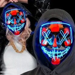 NEU LED-Maske Halloween blau, größenverstellbar
