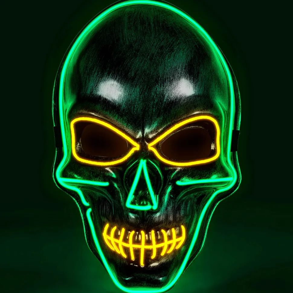 NEU LED-Maske Totenkopf silber, größenverstellbar