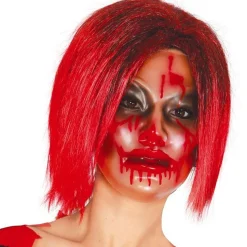 NEU Maske blutiges Frauengesicht, transparent, mit Gummiband