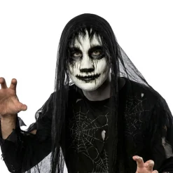 NEU Maske Halloween-Tod, mit Kapuze und schwarzem Tüll