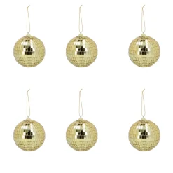 NEU Mini-Disco-Kugeln gold, 8cm, mit Aufhänger, 6 Stück