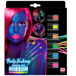 NEU Neon-Schminkstifte auf Wasserbasis, 6er-Set, leuchtet unter UV-Licht