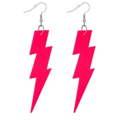 NEU Ohrringe 80s Blitze, neonpink