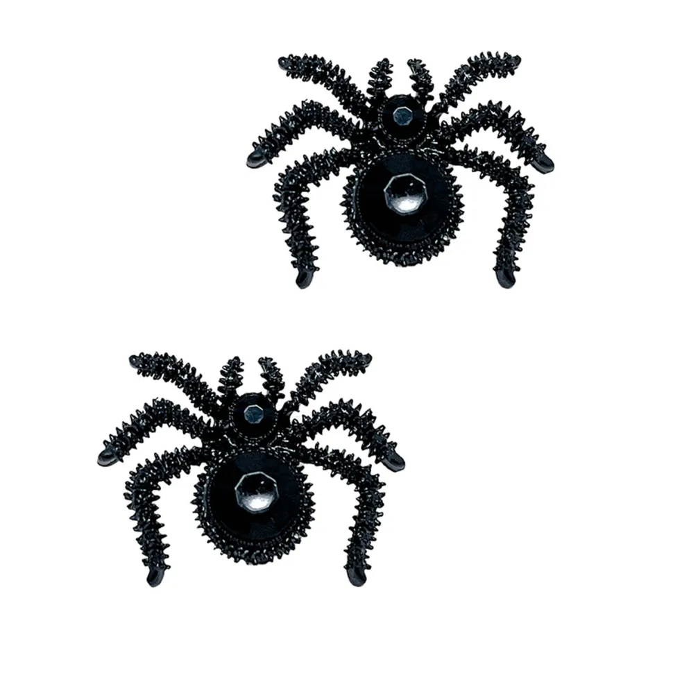 NEU Ohrringe schwarze Spinnen, 2 Stück