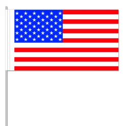 NEU Papierflaggen USA mit Stab, 12 x 21 cm, 10 Stück