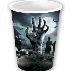 NEU Papp-Becher Zombie-Friedhof, 6 Stk., ca. 240ml