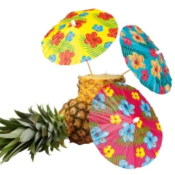 NEU Party-Picker Cocktail-Schirmchen Hibiskus, ca. 18cm, 6 Stück