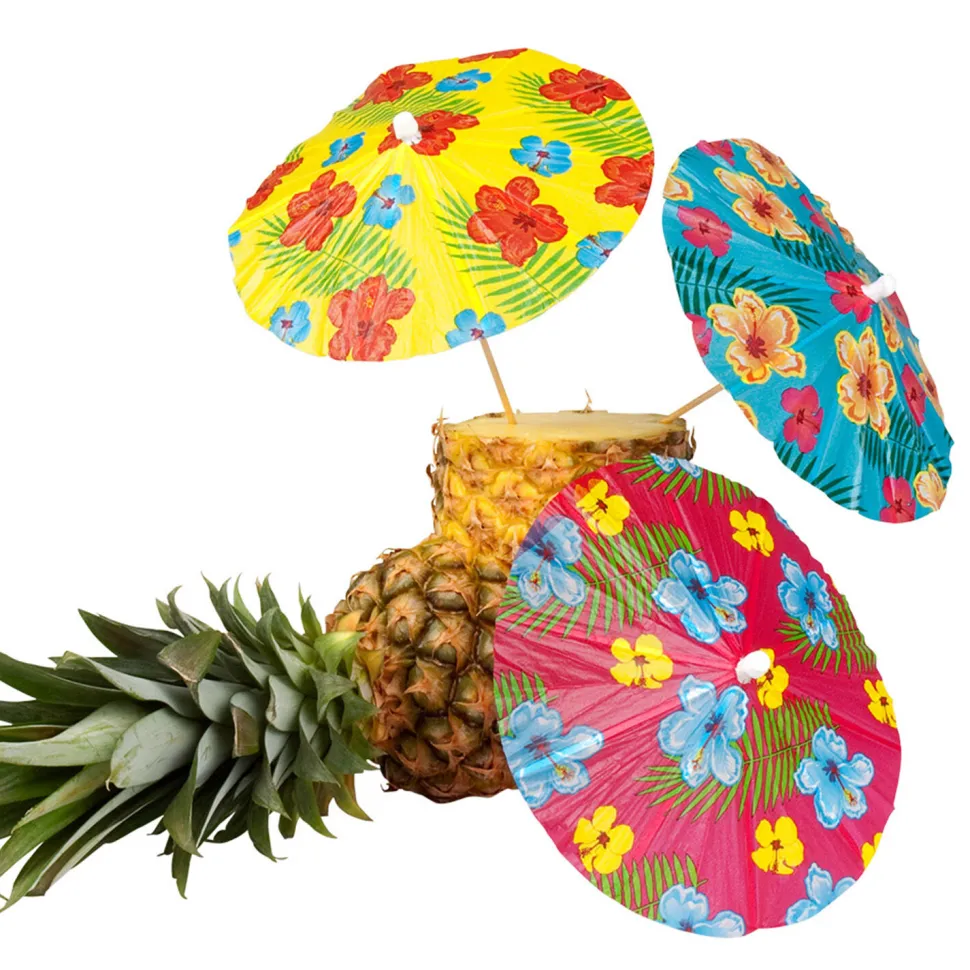 NEU Party-Picker Cocktail-Schirmchen Hibiskus, ca. 18cm, 6 Stück