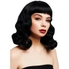 NEU Perücke Damen Bettie Langhaar, Wellig m. Pony, Premium-Qualität, schwarz