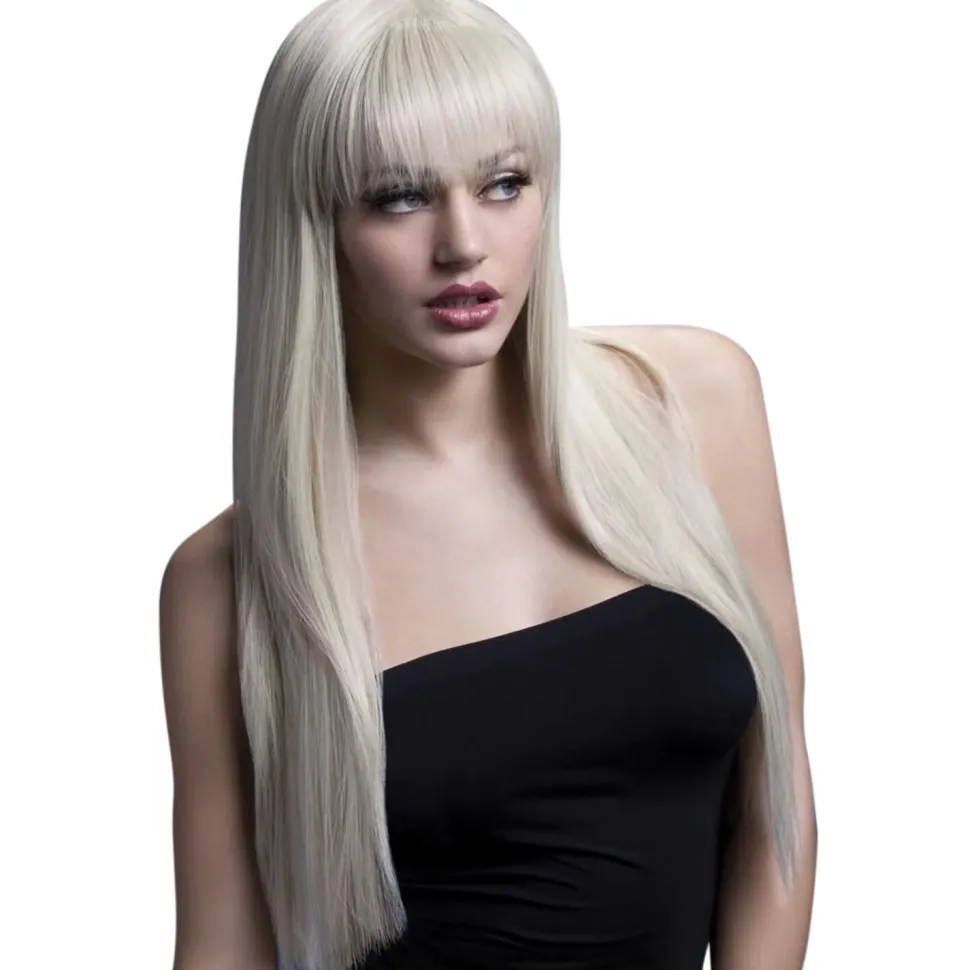 NEU Perücke Damen Jessica Langhaar, Glatt m. Pony, Premium-Qualität, blond